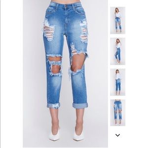 Boutique Distressed Mom Jeans